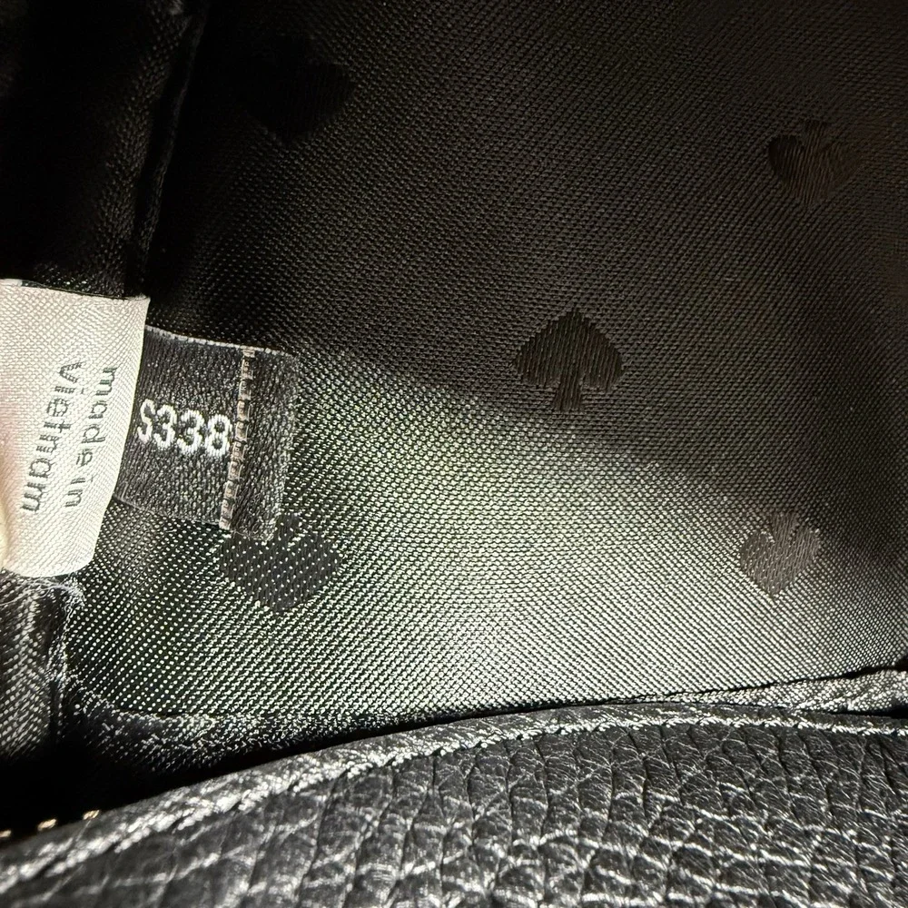 Kate Spade Black Pebbled Leather Backpack Gold Tone Zip S338 Womens